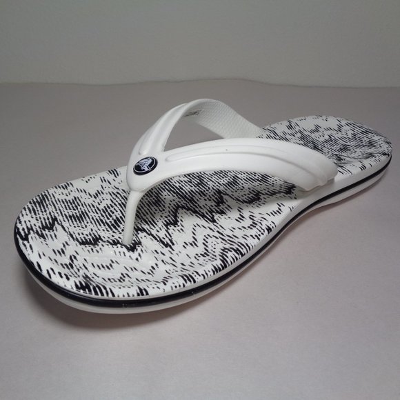 Crocs Size 10 CROCBAND CARDIO WAVE FLIP White Black Sandals New Men\'s Shoes main image 7